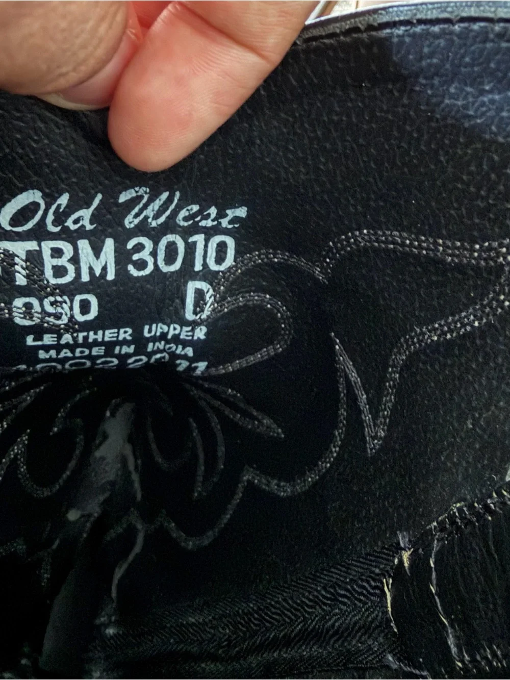 Old West TBM3010 Men’s Black Leather Cowboy Boots Size 9 D Western 13